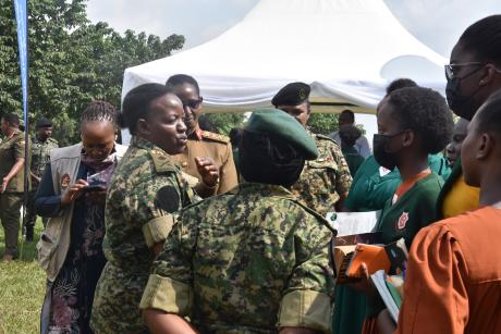 UPDF personnel share their work experience with Gayaza High School students